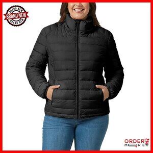 Plus Size Lightweight Down Jacket with Detachable Hood, Packable Puffer Coat